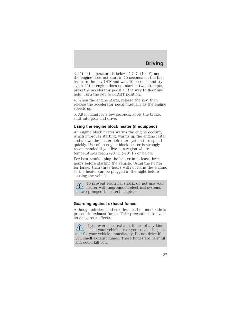Driving | FORD 2003 Mustang v.1 User Manual | Page 137 / 256