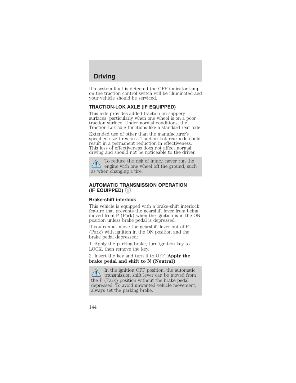 Driving | FORD 2003 Mustang v.1 User Manual | Page 144 / 256