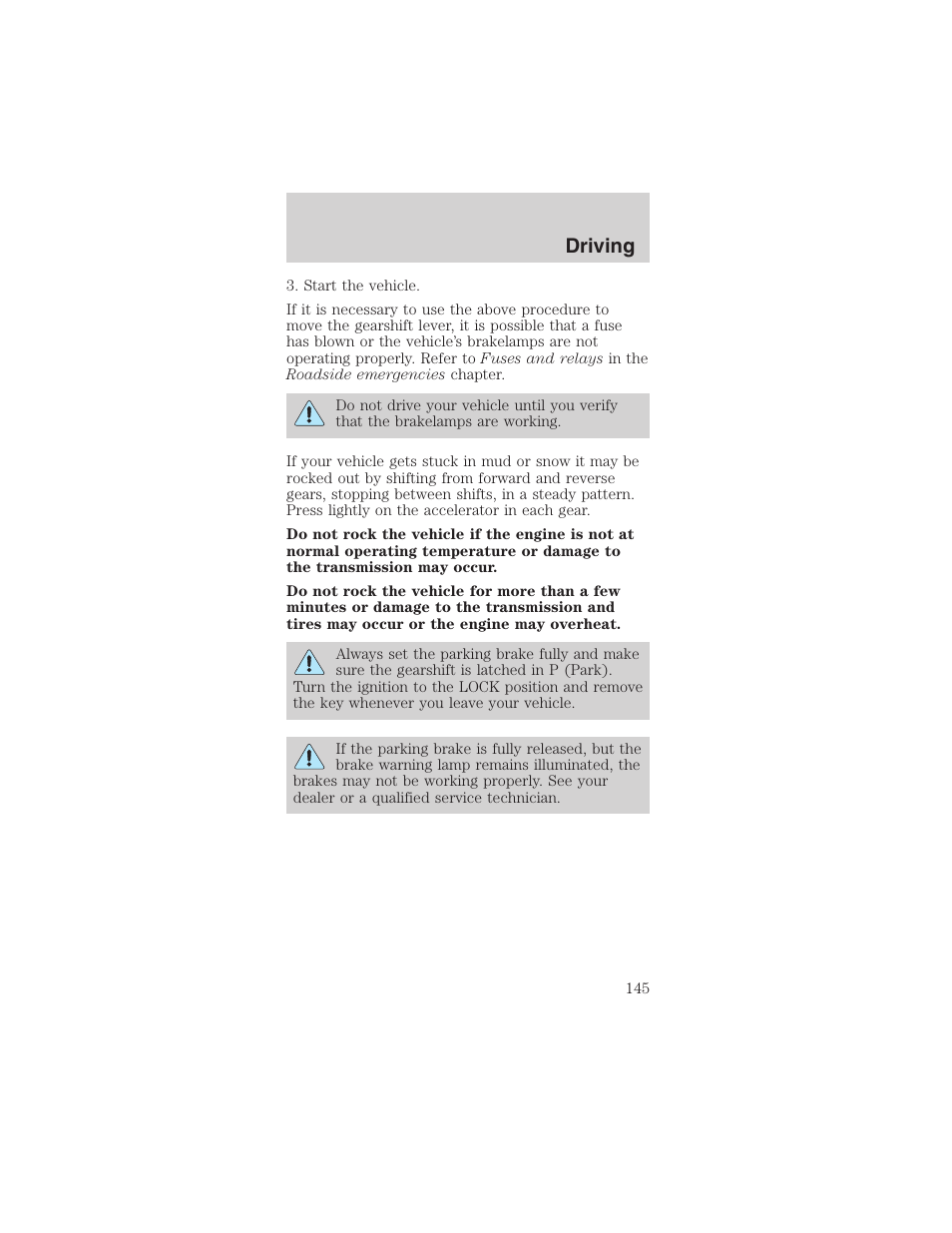 Driving | FORD 2003 Mustang v.1 User Manual | Page 145 / 256