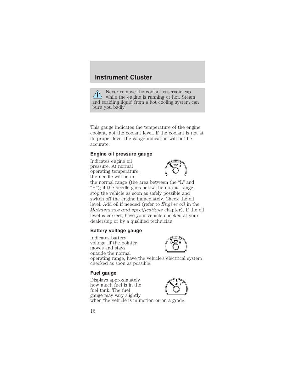 Instrument cluster | FORD 2003 Mustang v.1 User Manual | Page 16 / 256