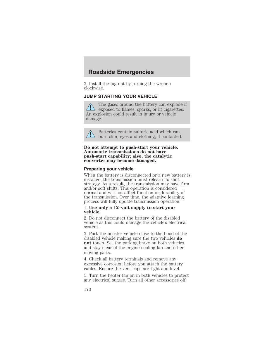 Roadside emergencies | FORD 2003 Mustang v.1 User Manual | Page 170 / 256