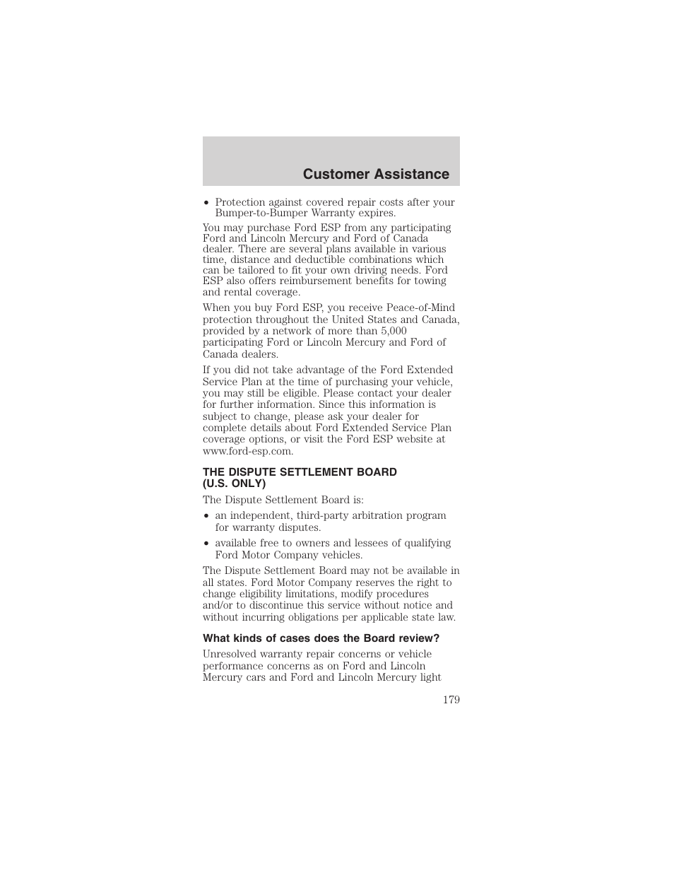 Customer assistance | FORD 2003 Mustang v.1 User Manual | Page 179 / 256