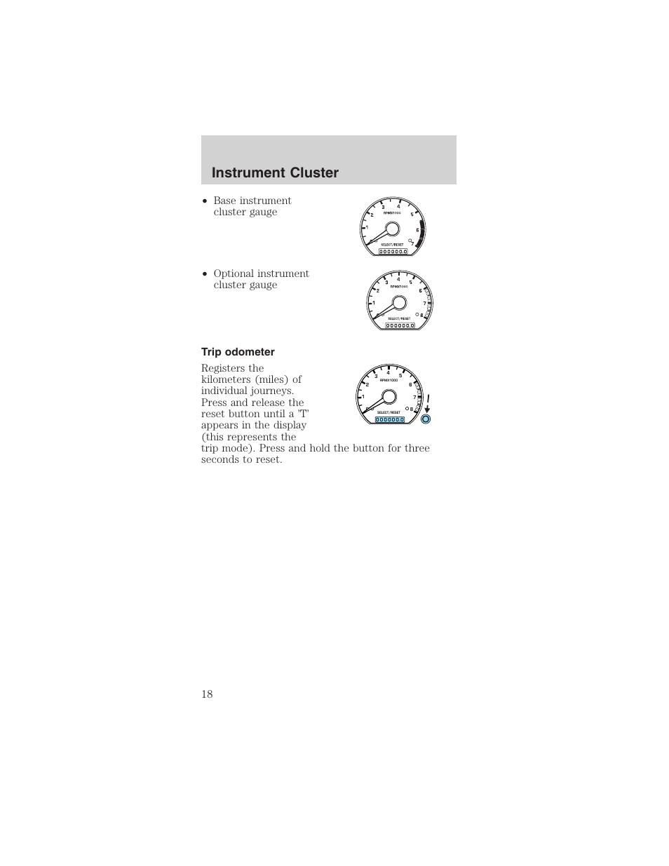 Instrument cluster | FORD 2003 Mustang v.1 User Manual | Page 18 / 256