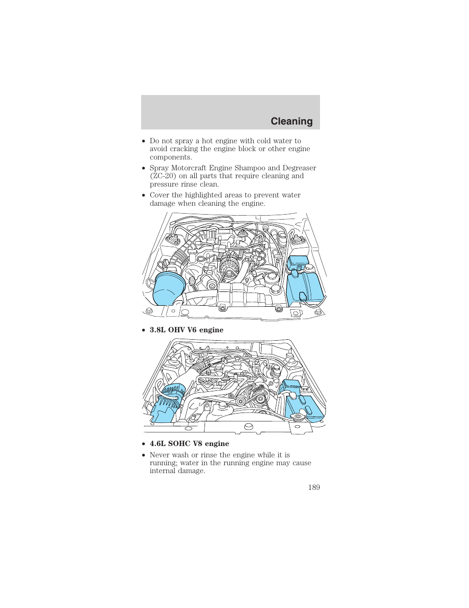 Cleaning | FORD 2003 Mustang v.1 User Manual | Page 189 / 256