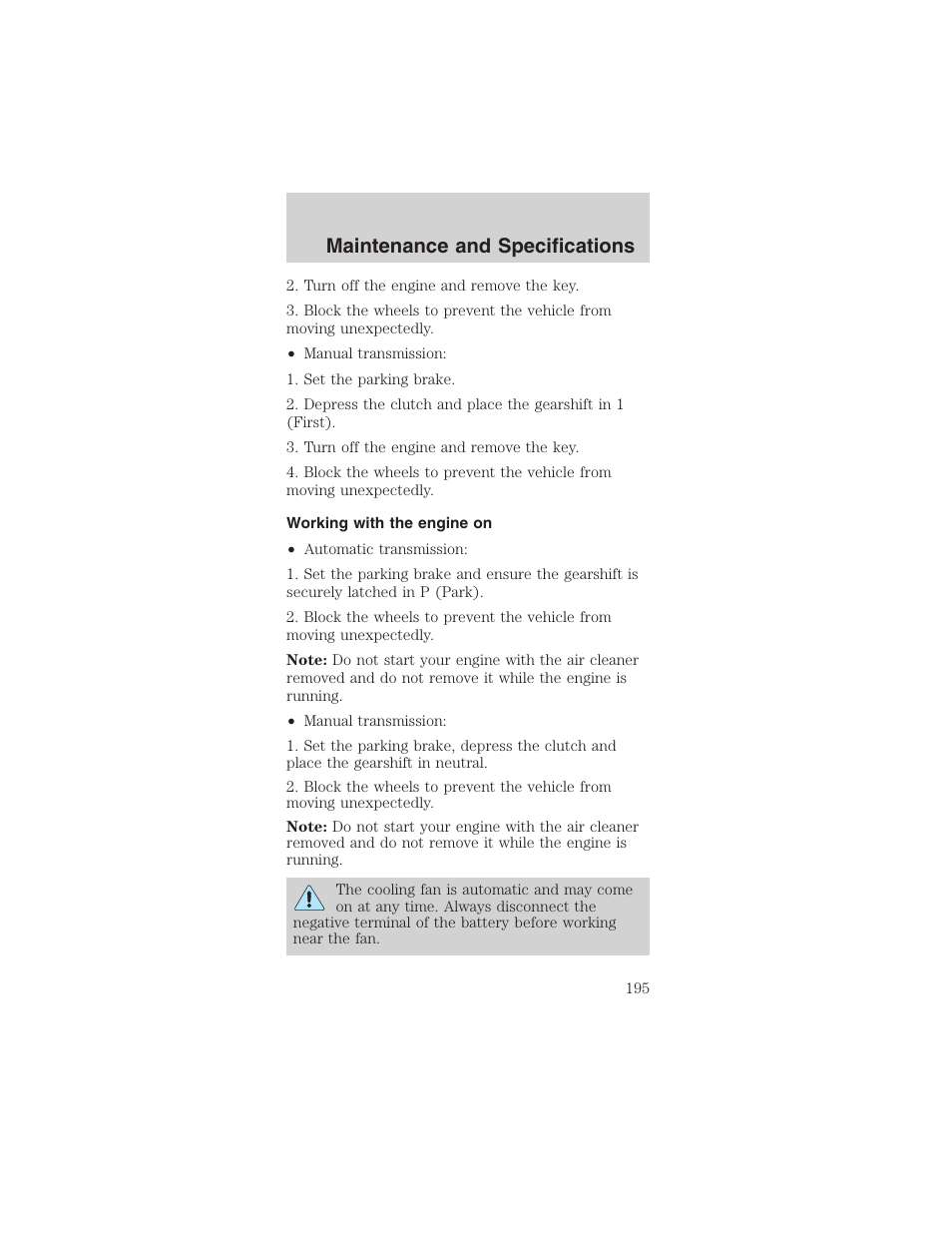Maintenance and specifications | FORD 2003 Mustang v.1 User Manual | Page 195 / 256