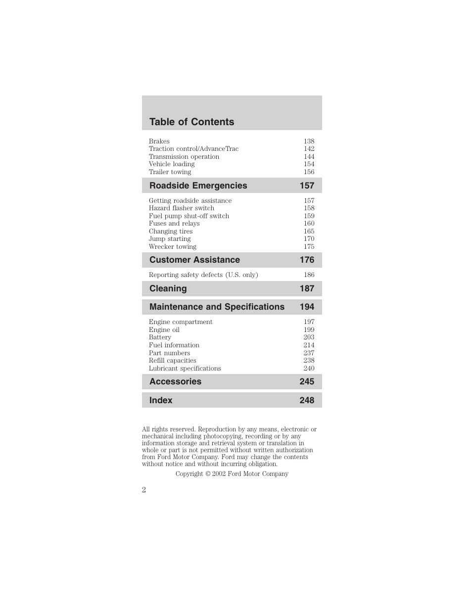 FORD 2003 Mustang v.1 User Manual | Page 2 / 256