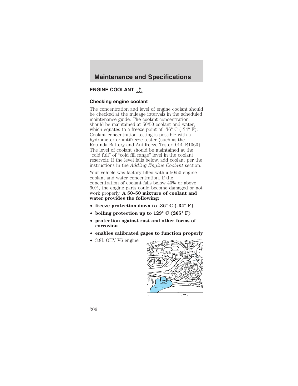 Maintenance and specifications | FORD 2003 Mustang v.1 User Manual | Page 206 / 256