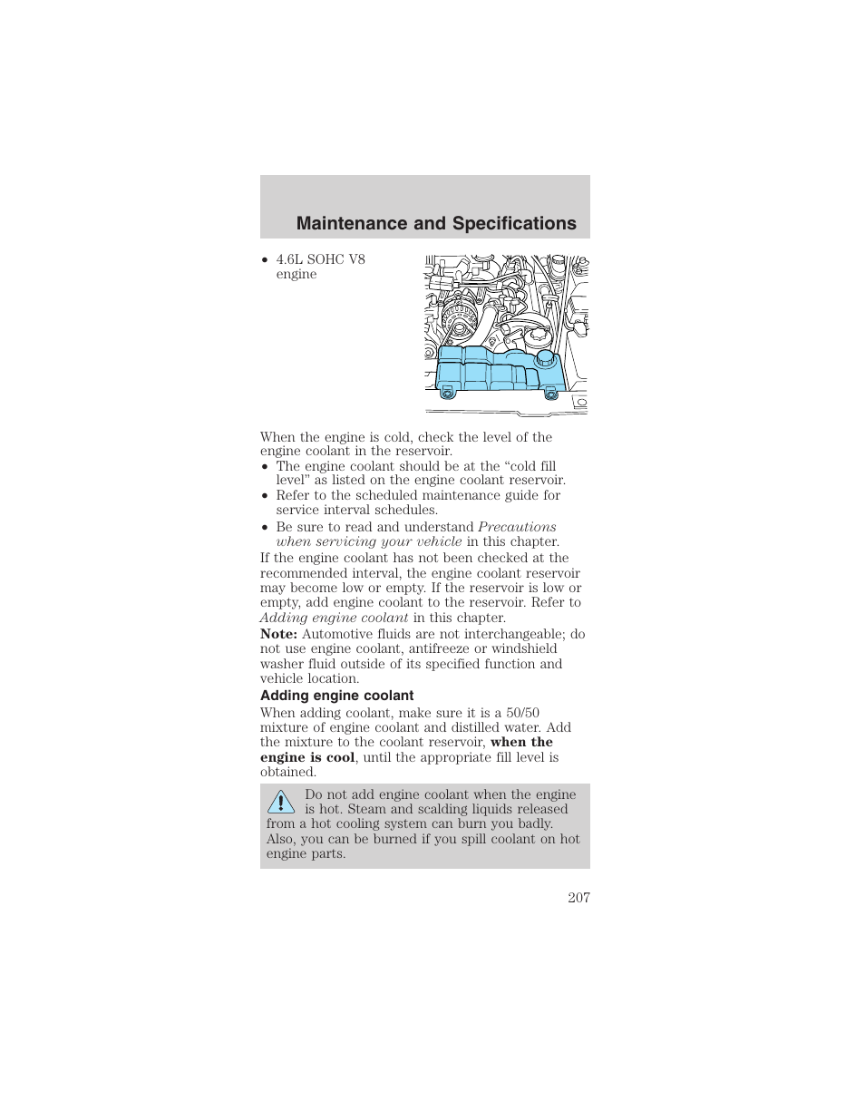 Maintenance and specifications | FORD 2003 Mustang v.1 User Manual | Page 207 / 256