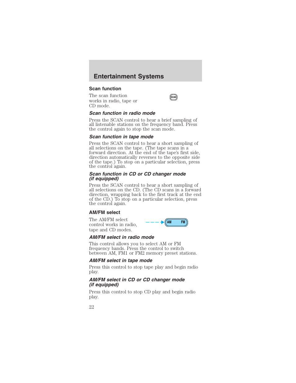 Entertainment systems | FORD 2003 Mustang v.1 User Manual | Page 22 / 256