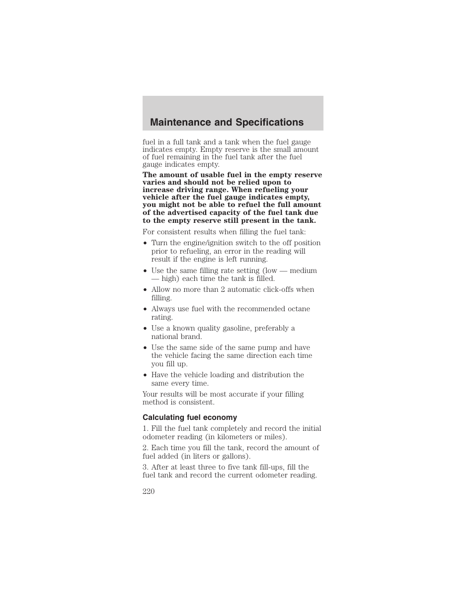 Maintenance and specifications | FORD 2003 Mustang v.1 User Manual | Page 220 / 256