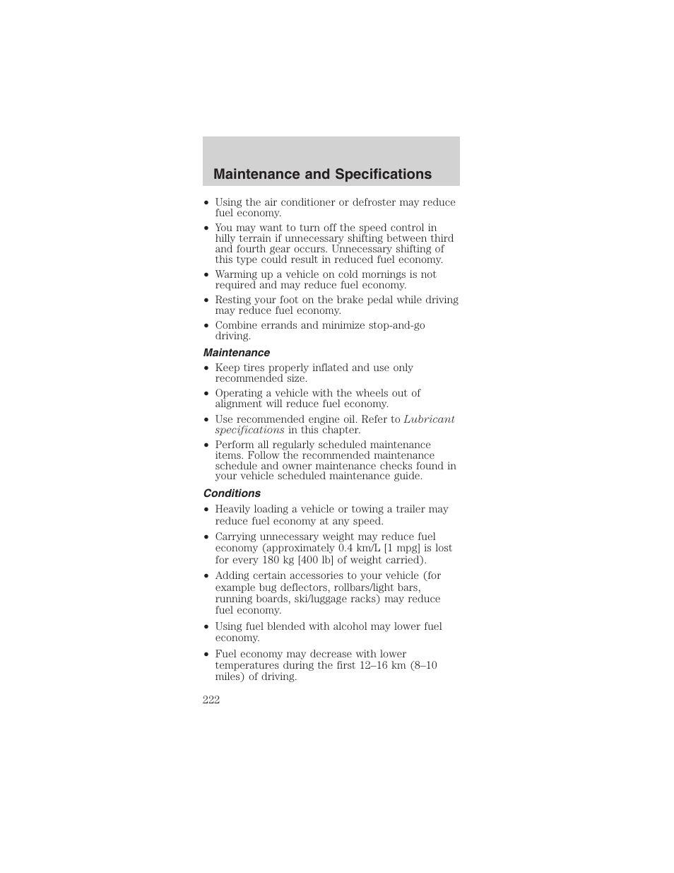 Maintenance and specifications | FORD 2003 Mustang v.1 User Manual | Page 222 / 256