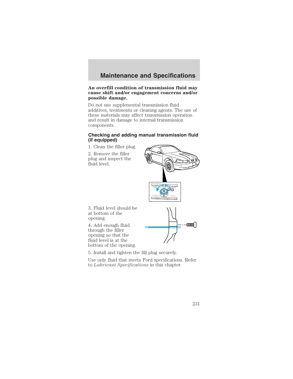 Maintenance and specifications | FORD 2003 Mustang v.1 User Manual | Page 231 / 256