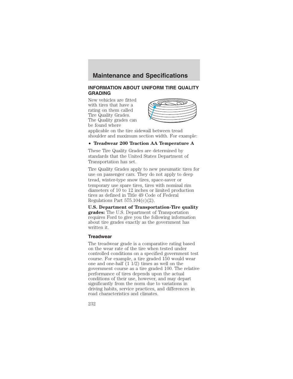 Maintenance and specifications | FORD 2003 Mustang v.1 User Manual | Page 232 / 256