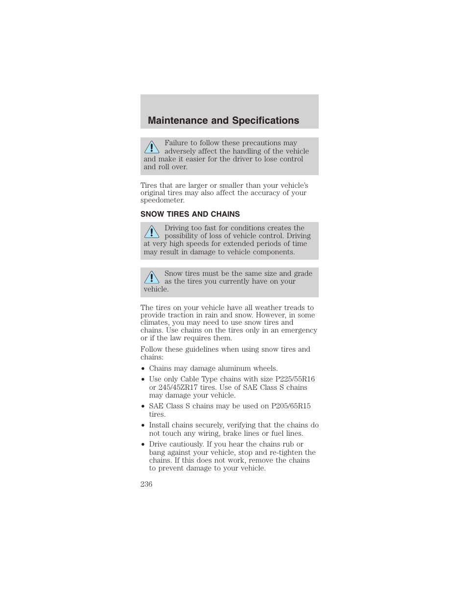 Maintenance and specifications | FORD 2003 Mustang v.1 User Manual | Page 236 / 256
