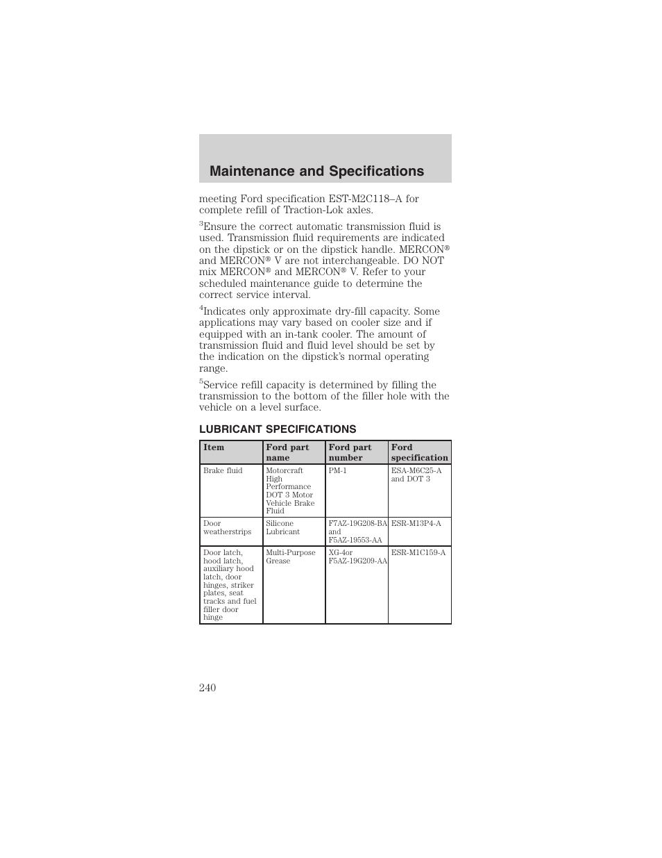 Maintenance and specifications | FORD 2003 Mustang v.1 User Manual | Page 240 / 256