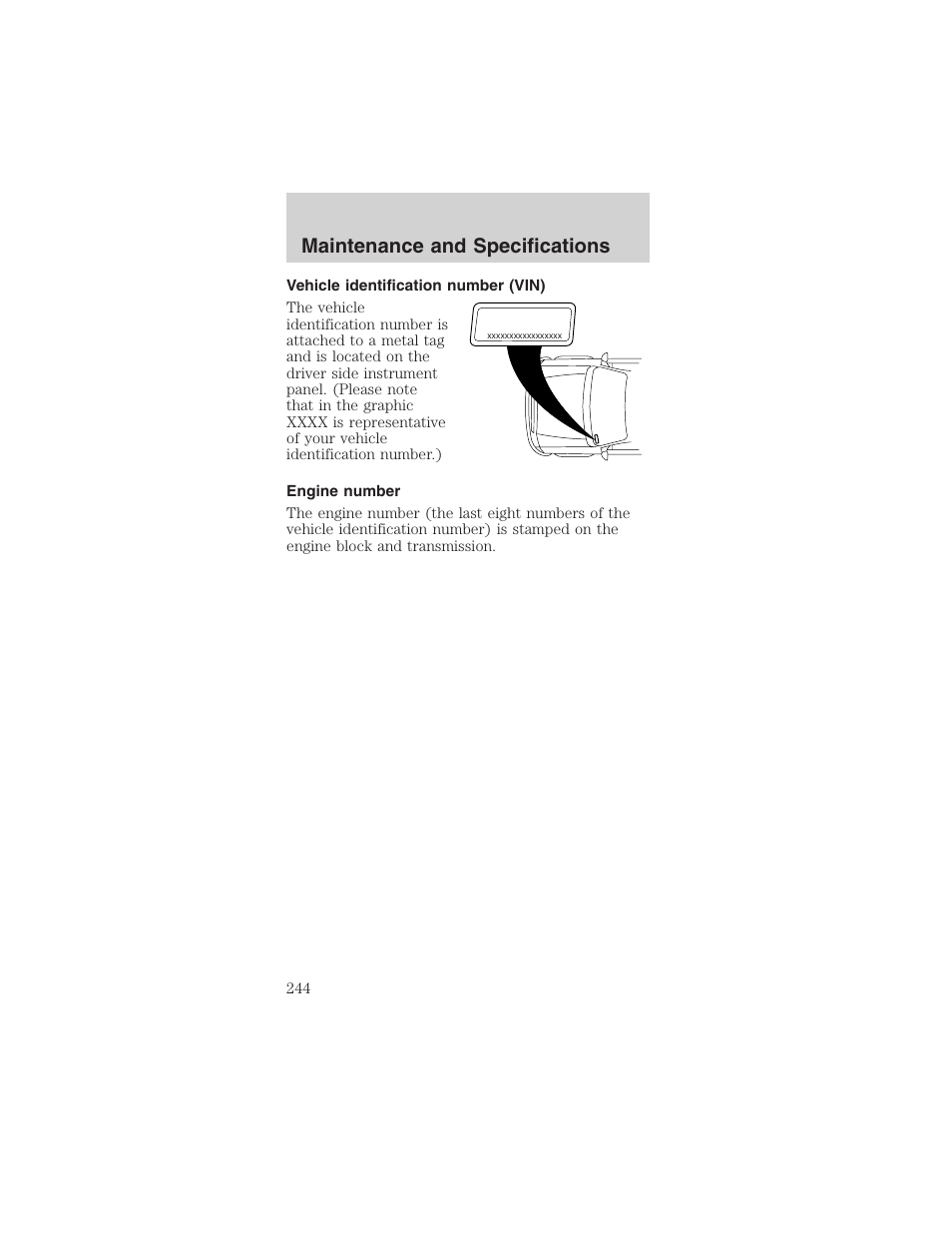 Maintenance and specifications | FORD 2003 Mustang v.1 User Manual | Page 244 / 256