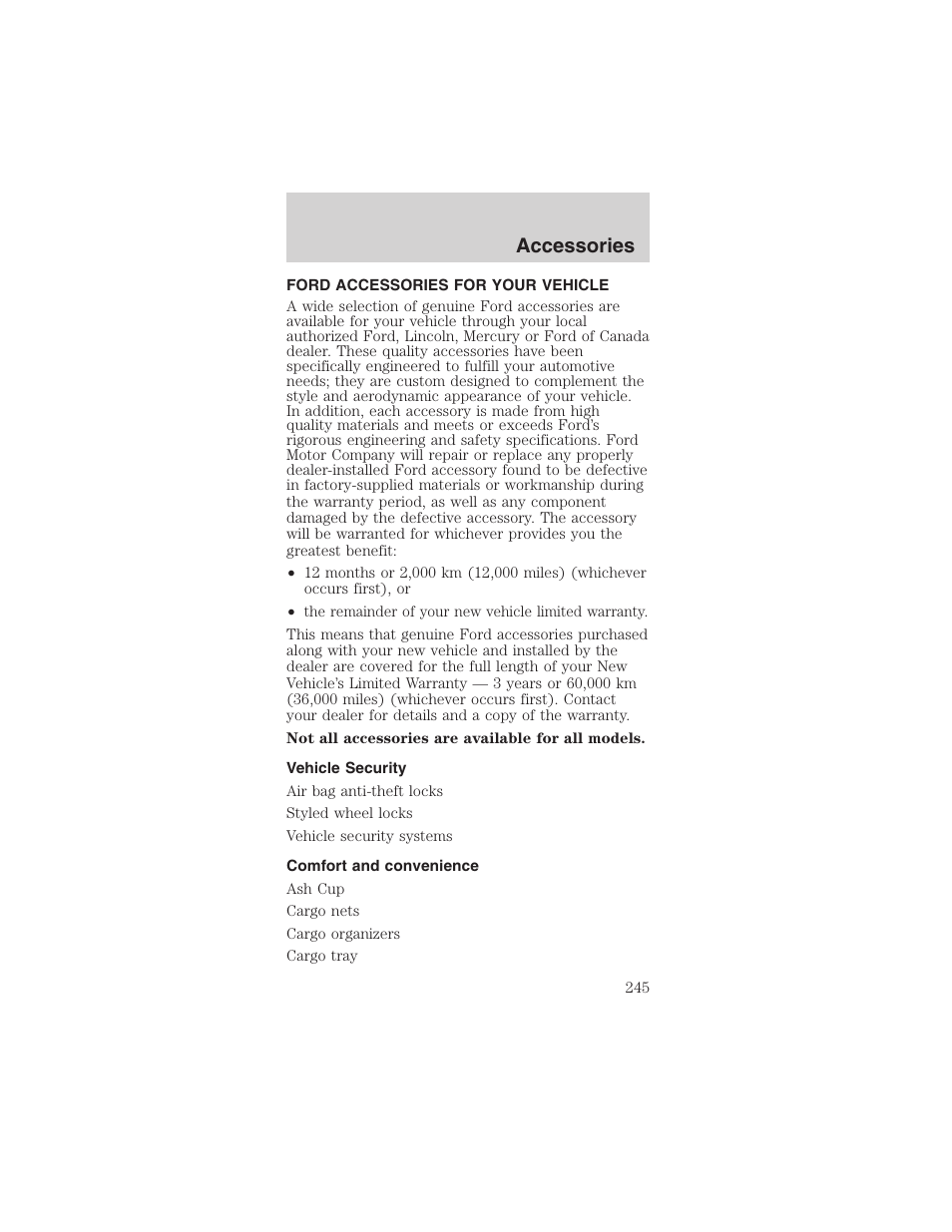 Accessories | FORD 2003 Mustang v.1 User Manual | Page 245 / 256