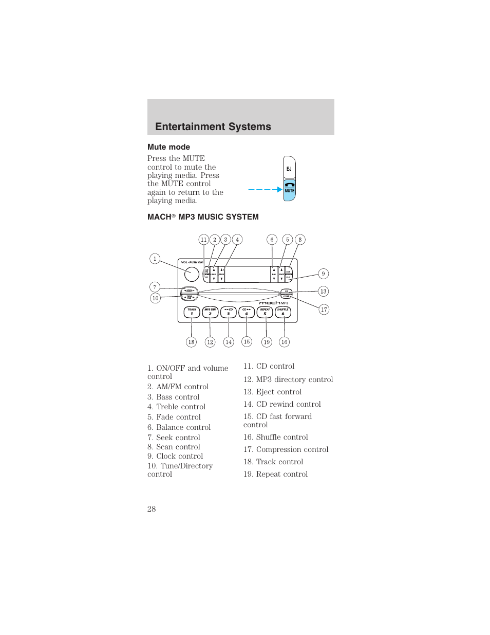 Entertainment systems | FORD 2003 Mustang v.1 User Manual | Page 28 / 256