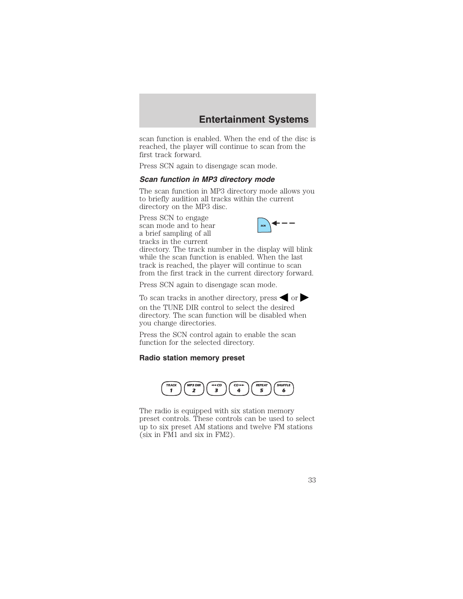 Entertainment systems | FORD 2003 Mustang v.1 User Manual | Page 33 / 256