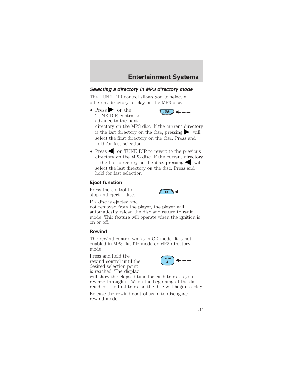 Entertainment systems | FORD 2003 Mustang v.1 User Manual | Page 37 / 256