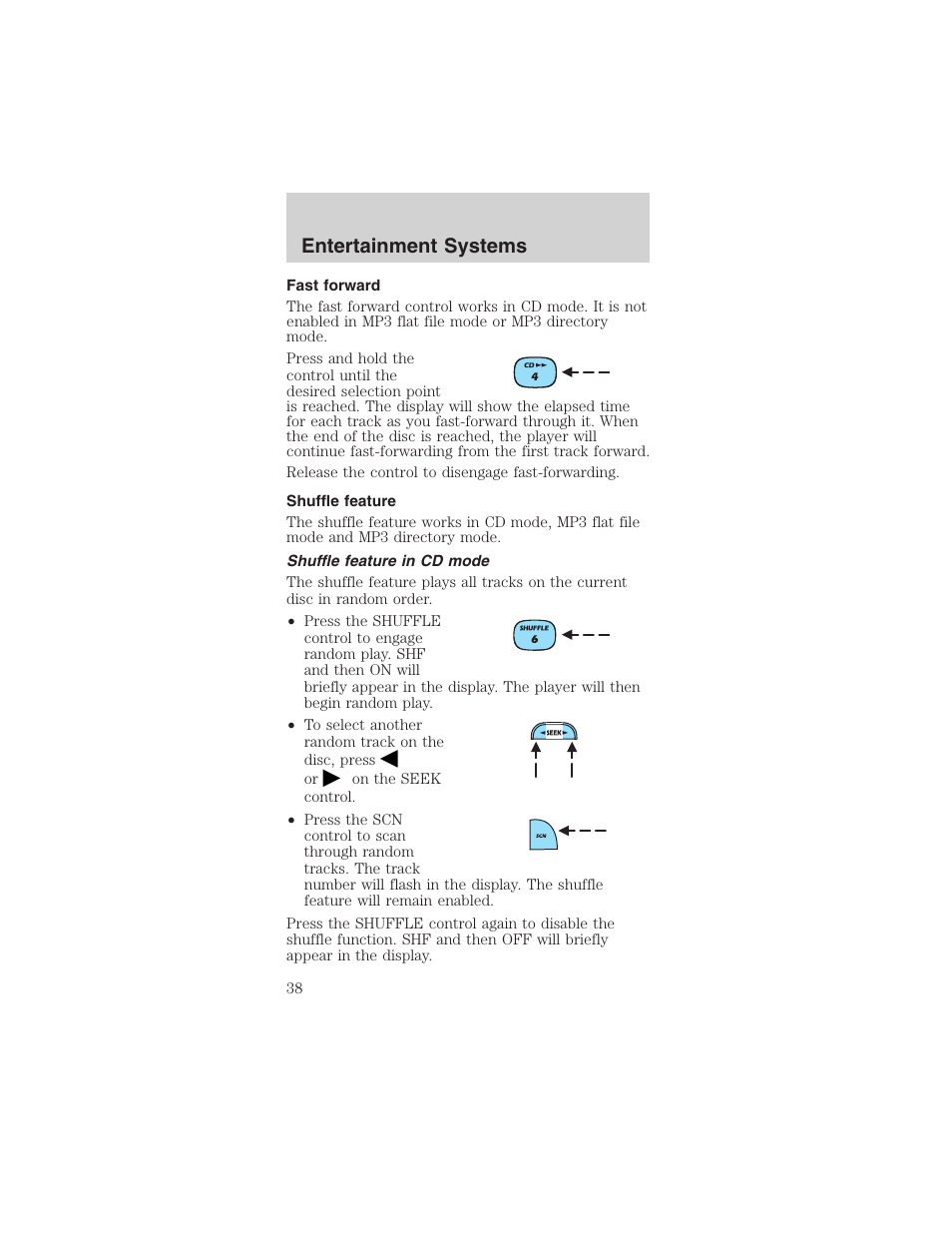 Entertainment systems | FORD 2003 Mustang v.1 User Manual | Page 38 / 256