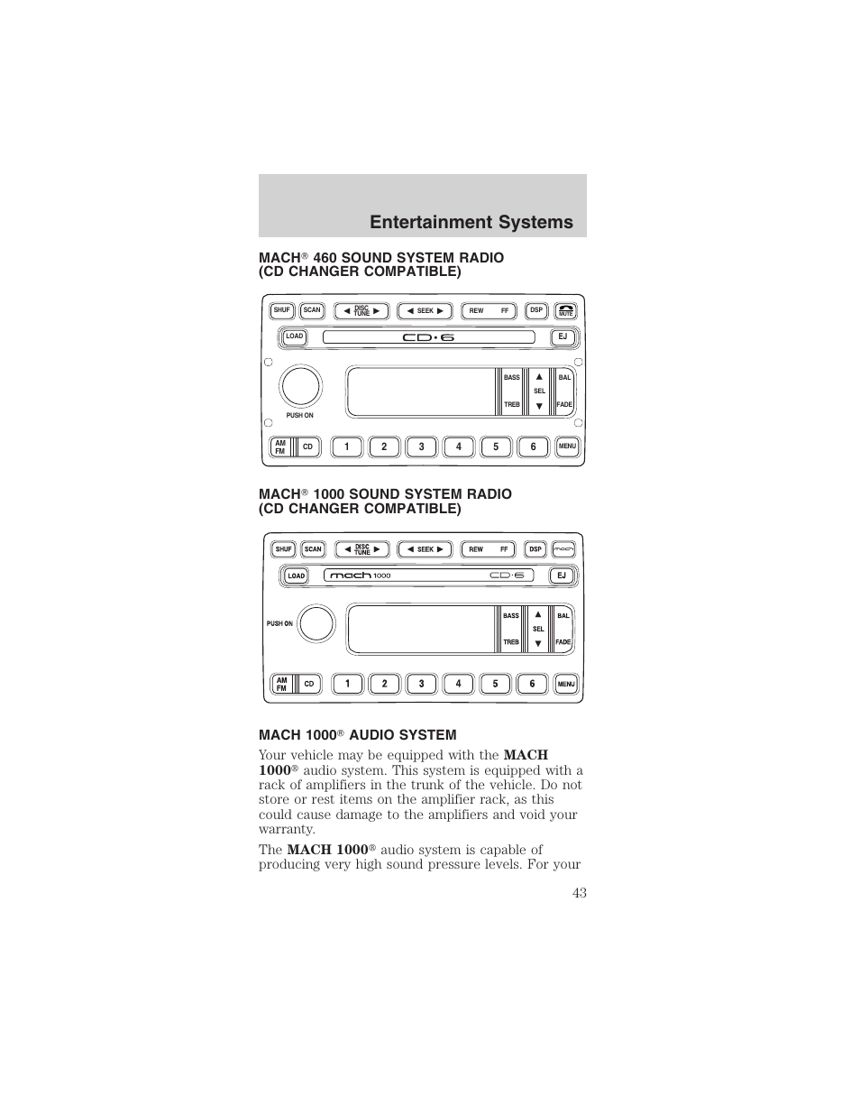 Entertainment systems | FORD 2003 Mustang v.1 User Manual | Page 43 / 256