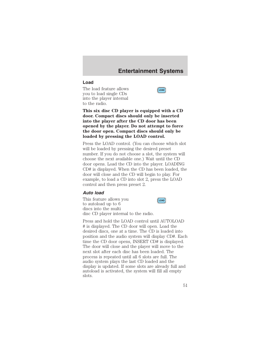 Entertainment systems | FORD 2003 Mustang v.1 User Manual | Page 51 / 256