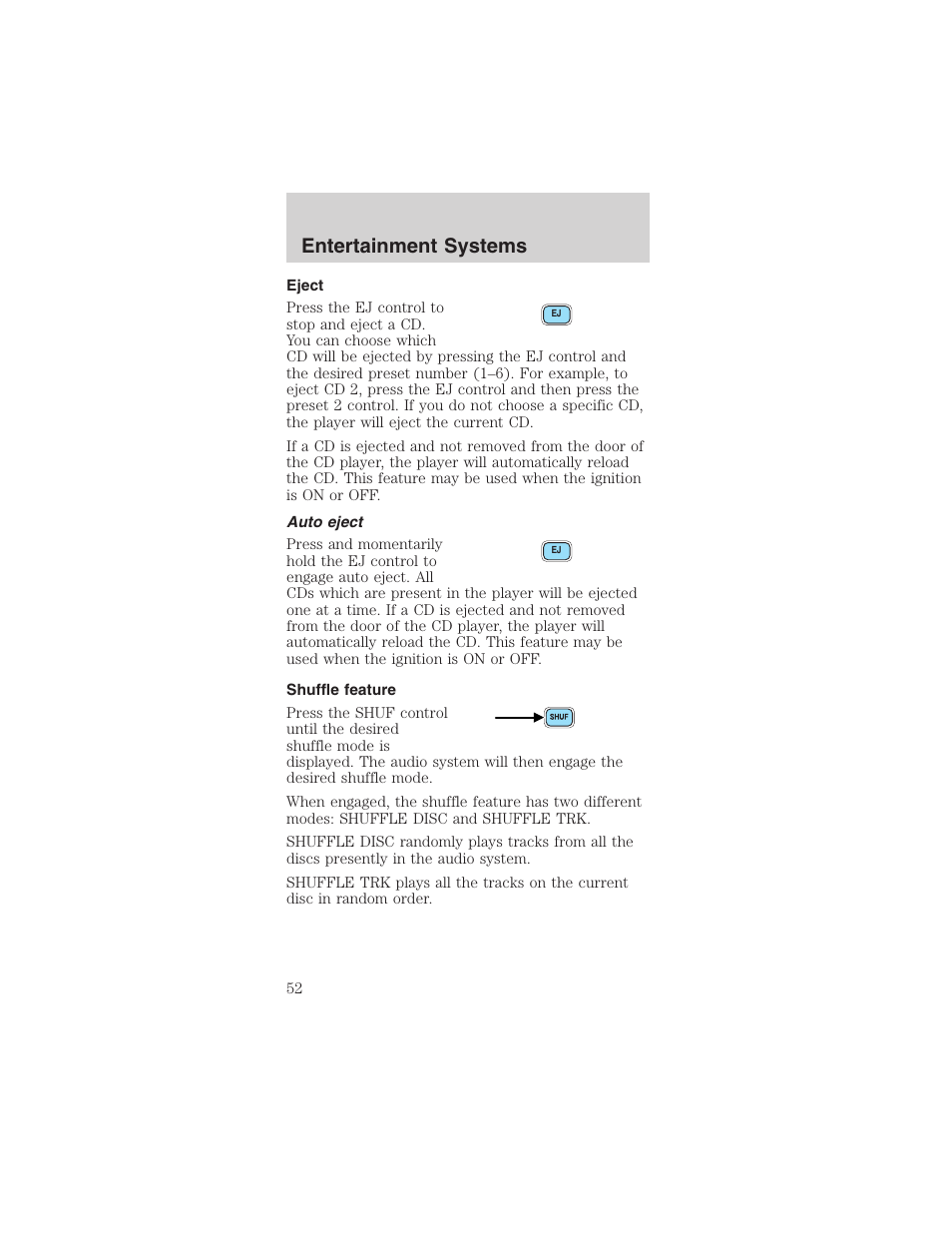 Entertainment systems | FORD 2003 Mustang v.1 User Manual | Page 52 / 256