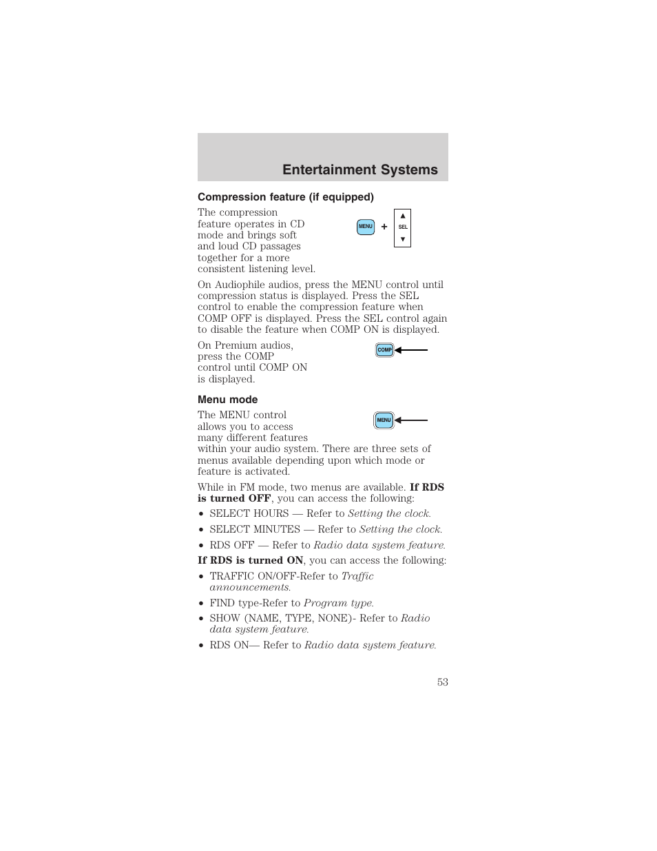 Entertainment systems | FORD 2003 Mustang v.1 User Manual | Page 53 / 256