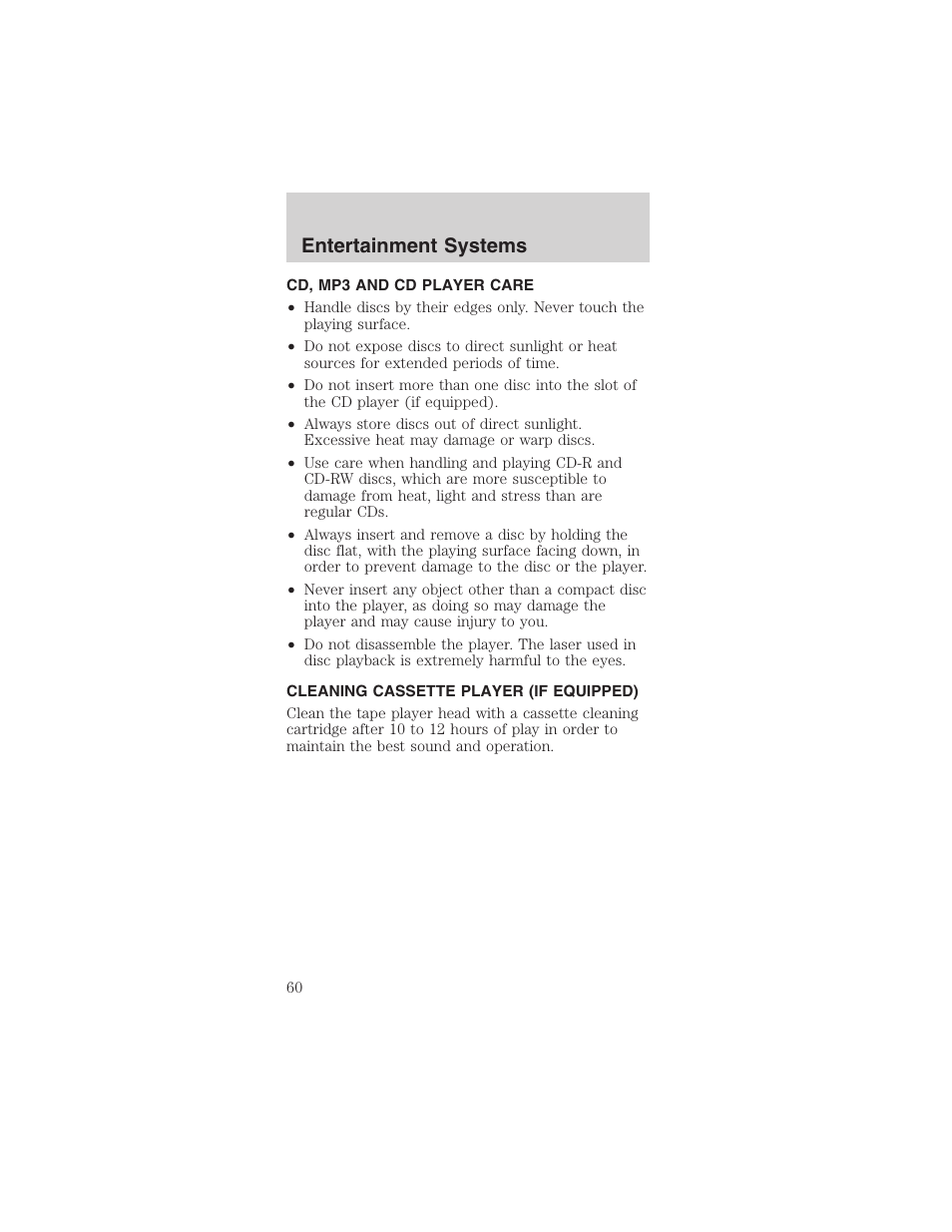 Entertainment systems | FORD 2003 Mustang v.1 User Manual | Page 60 / 256