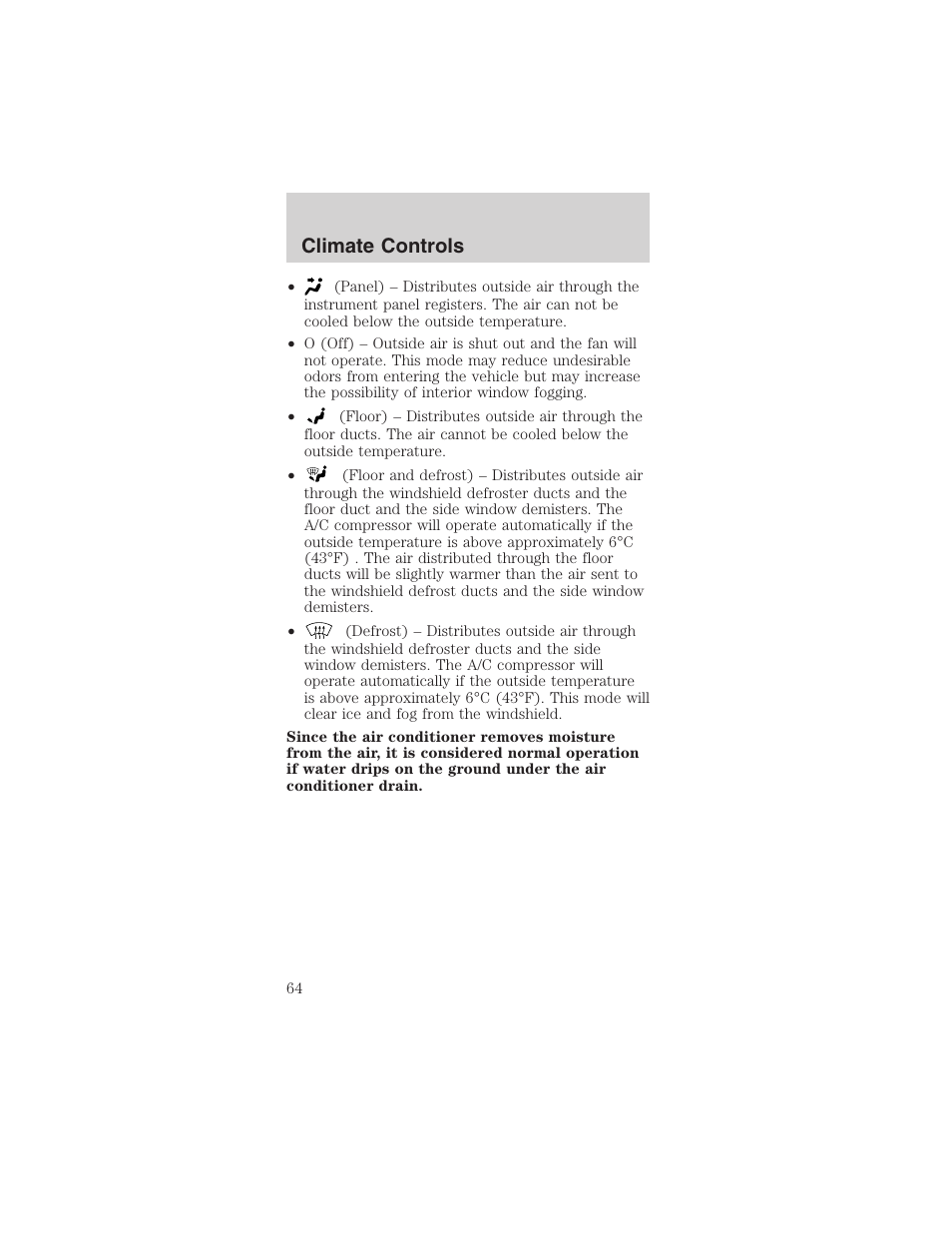 Climate controls | FORD 2003 Mustang v.1 User Manual | Page 64 / 256
