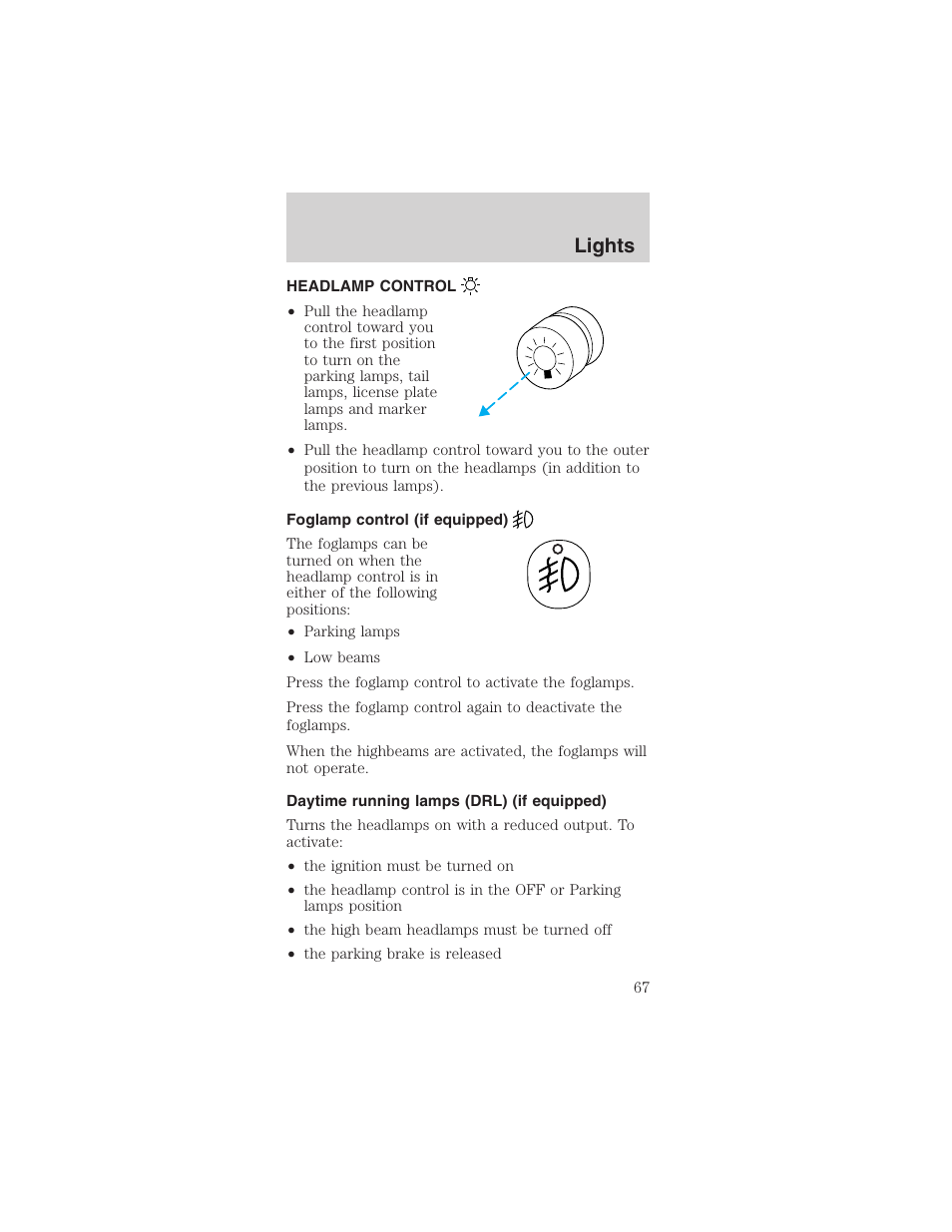 Lights | FORD 2003 Mustang v.1 User Manual | Page 67 / 256