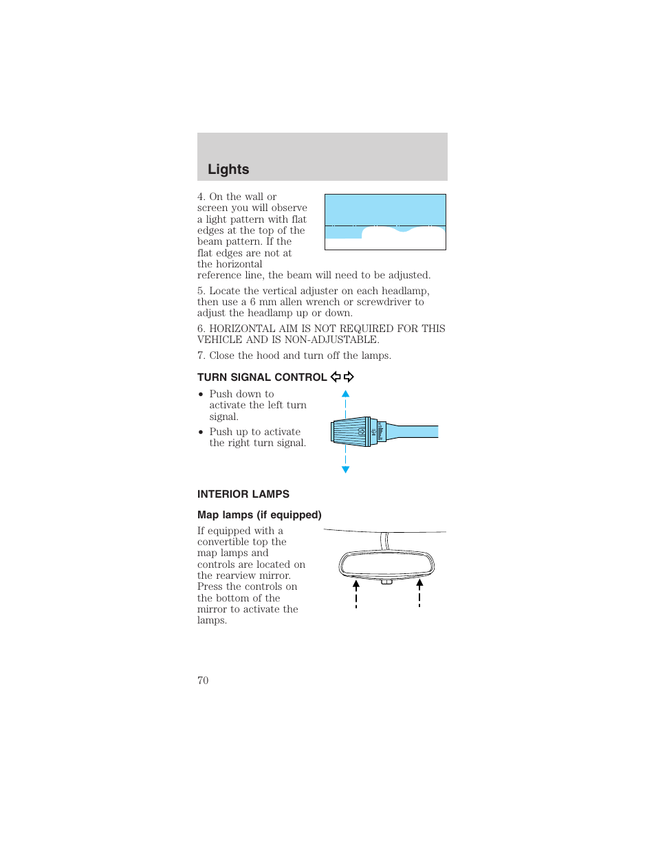 Lights | FORD 2003 Mustang v.1 User Manual | Page 70 / 256