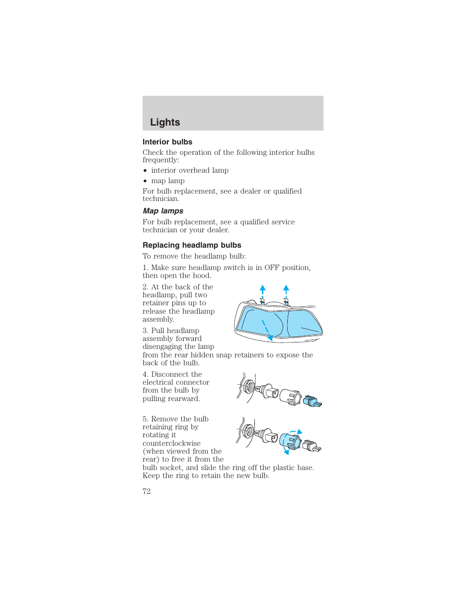 Lights | FORD 2003 Mustang v.1 User Manual | Page 72 / 256