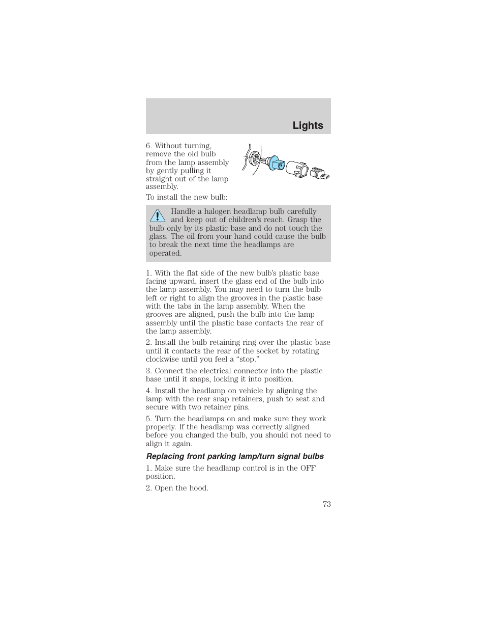 Lights | FORD 2003 Mustang v.1 User Manual | Page 73 / 256