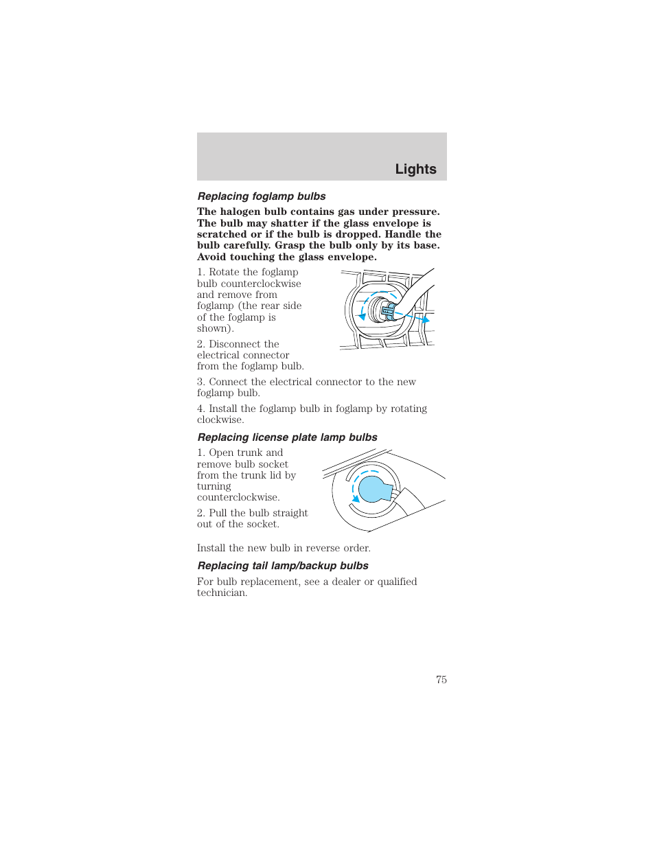 Lights | FORD 2003 Mustang v.1 User Manual | Page 75 / 256