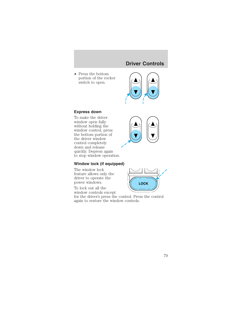 Driver controls | FORD 2003 Mustang v.1 User Manual | Page 79 / 256