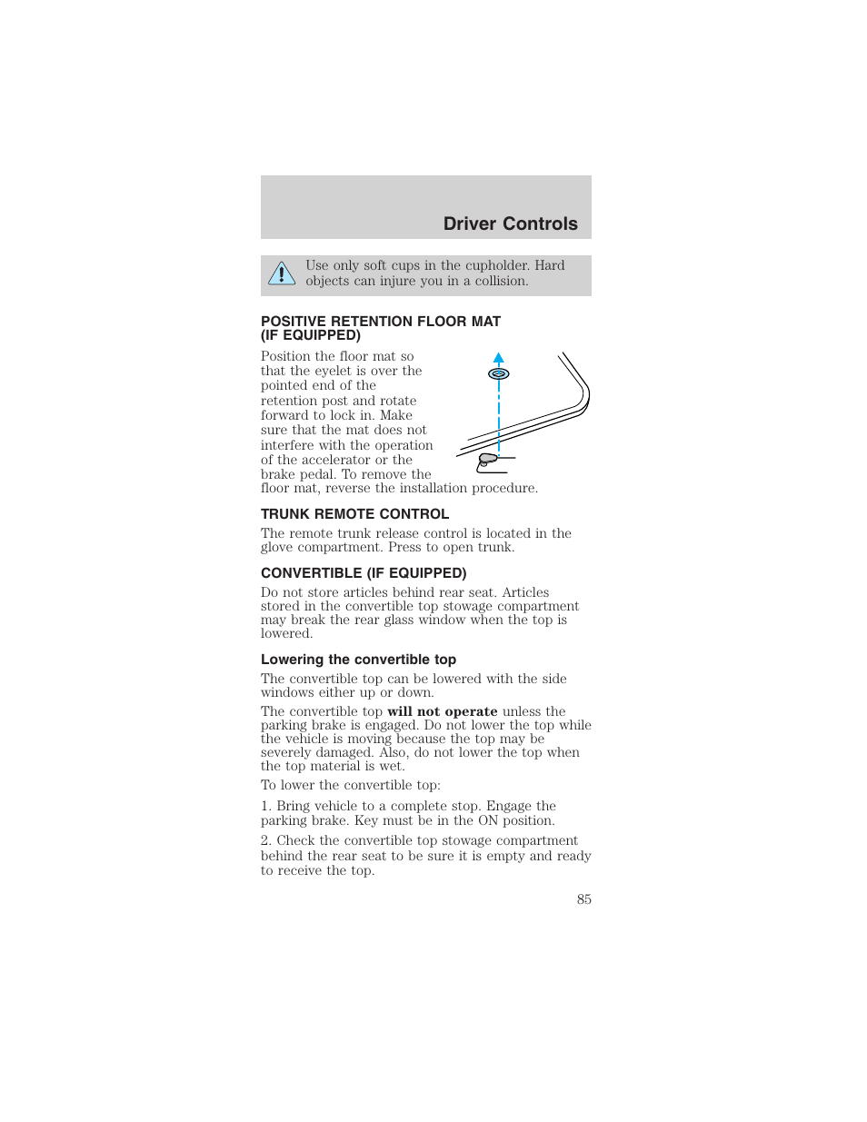 Driver controls | FORD 2003 Mustang v.1 User Manual | Page 85 / 256