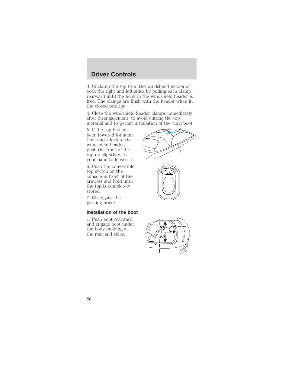 Driver controls | FORD 2003 Mustang v.1 User Manual | Page 86 / 256