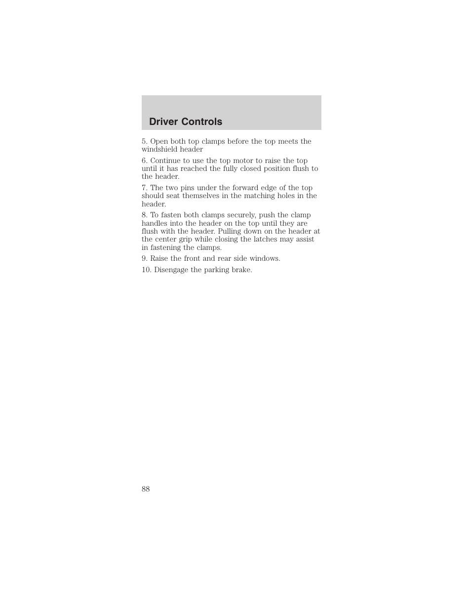 Driver controls | FORD 2003 Mustang v.1 User Manual | Page 88 / 256