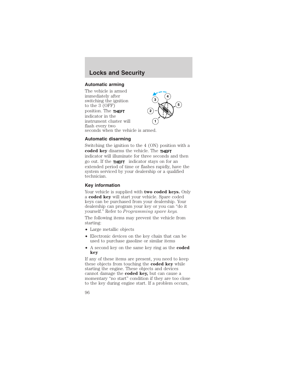 Locks and security | FORD 2003 Mustang v.1 User Manual | Page 96 / 256