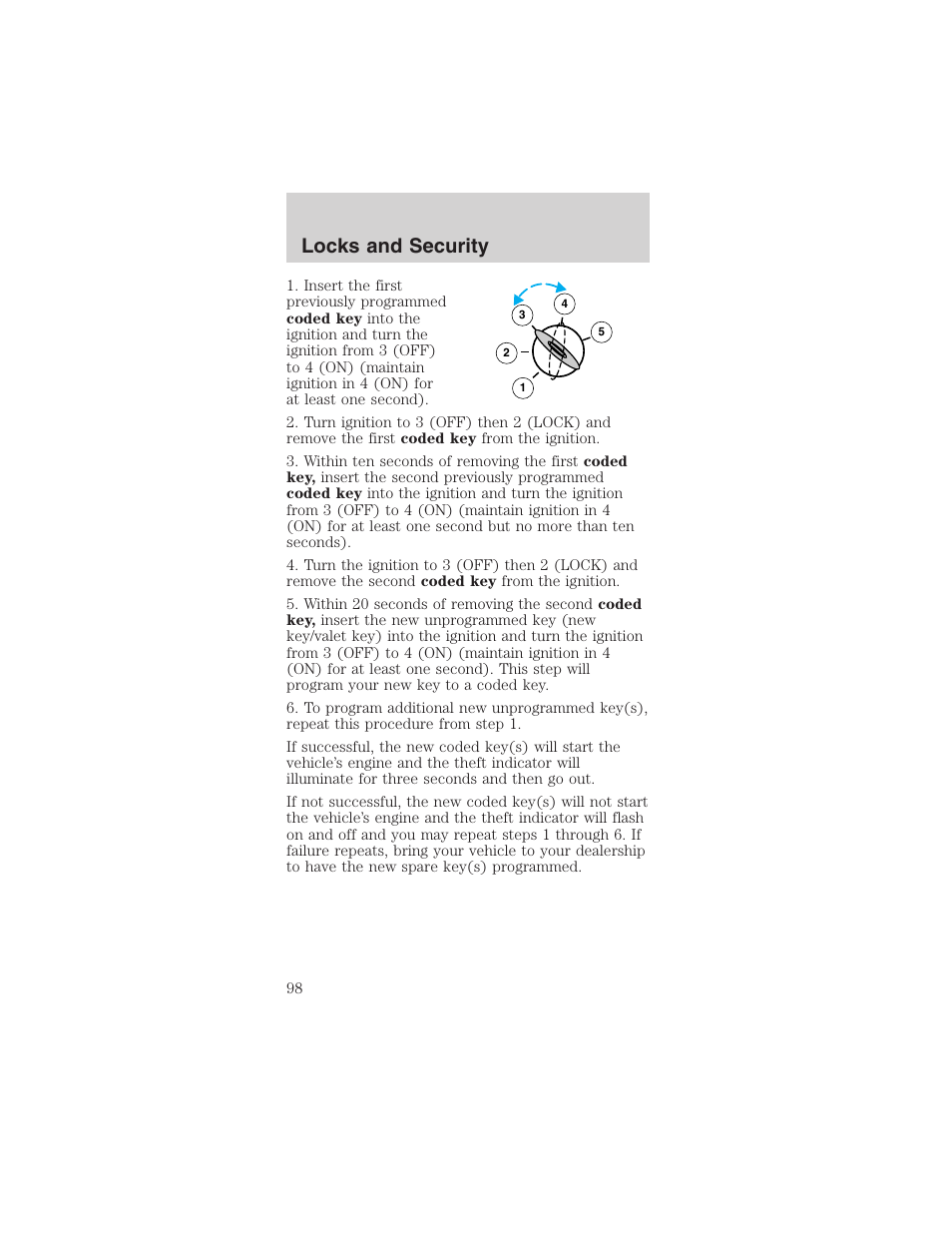 Locks and security | FORD 2003 Mustang v.1 User Manual | Page 98 / 256