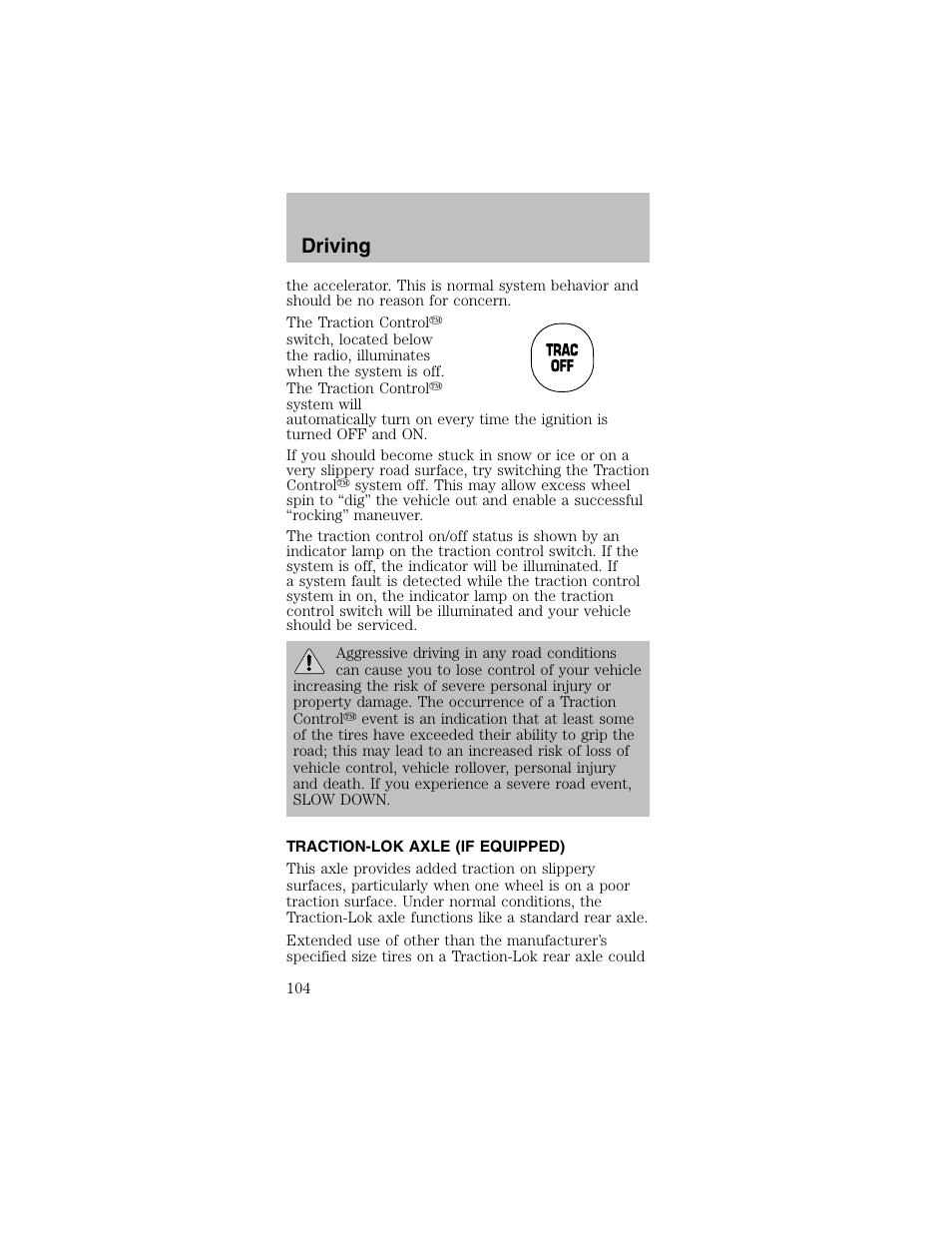 Driving | FORD 2003 Mustang v.2 User Manual | Page 104 / 216