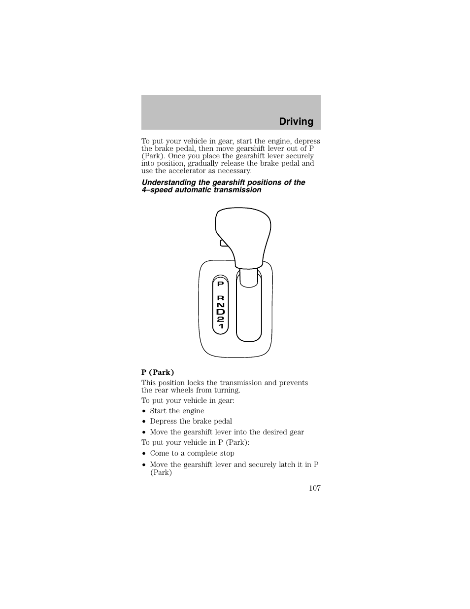 Driving | FORD 2003 Mustang v.2 User Manual | Page 107 / 216