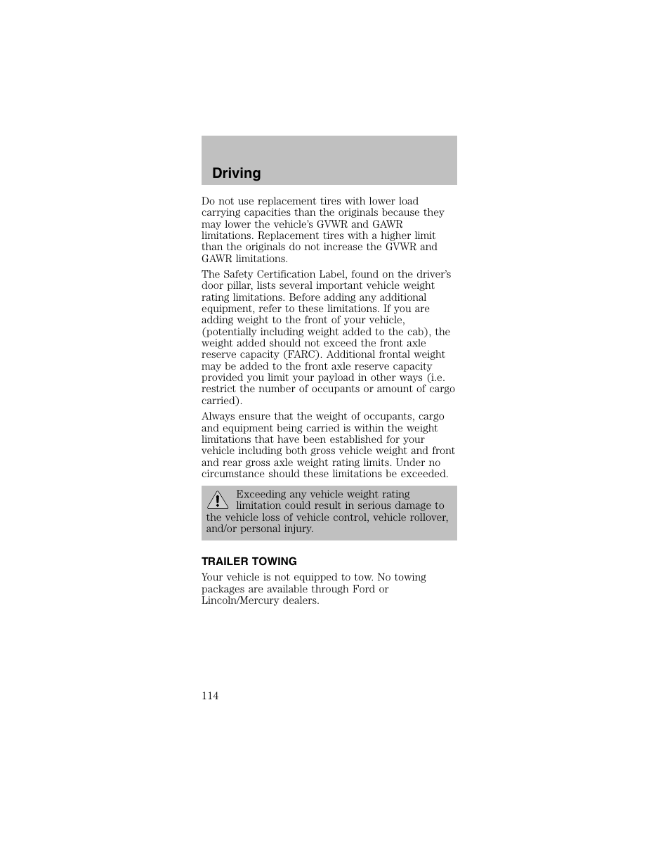 Driving | FORD 2003 Mustang v.2 User Manual | Page 114 / 216