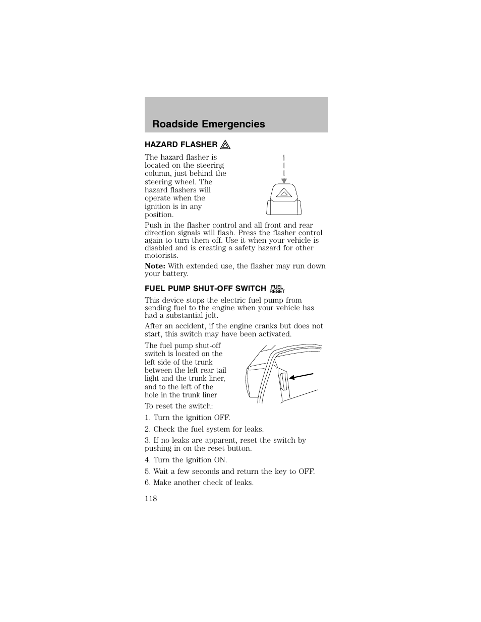 Roadside emergencies | FORD 2003 Mustang v.2 User Manual | Page 118 / 216