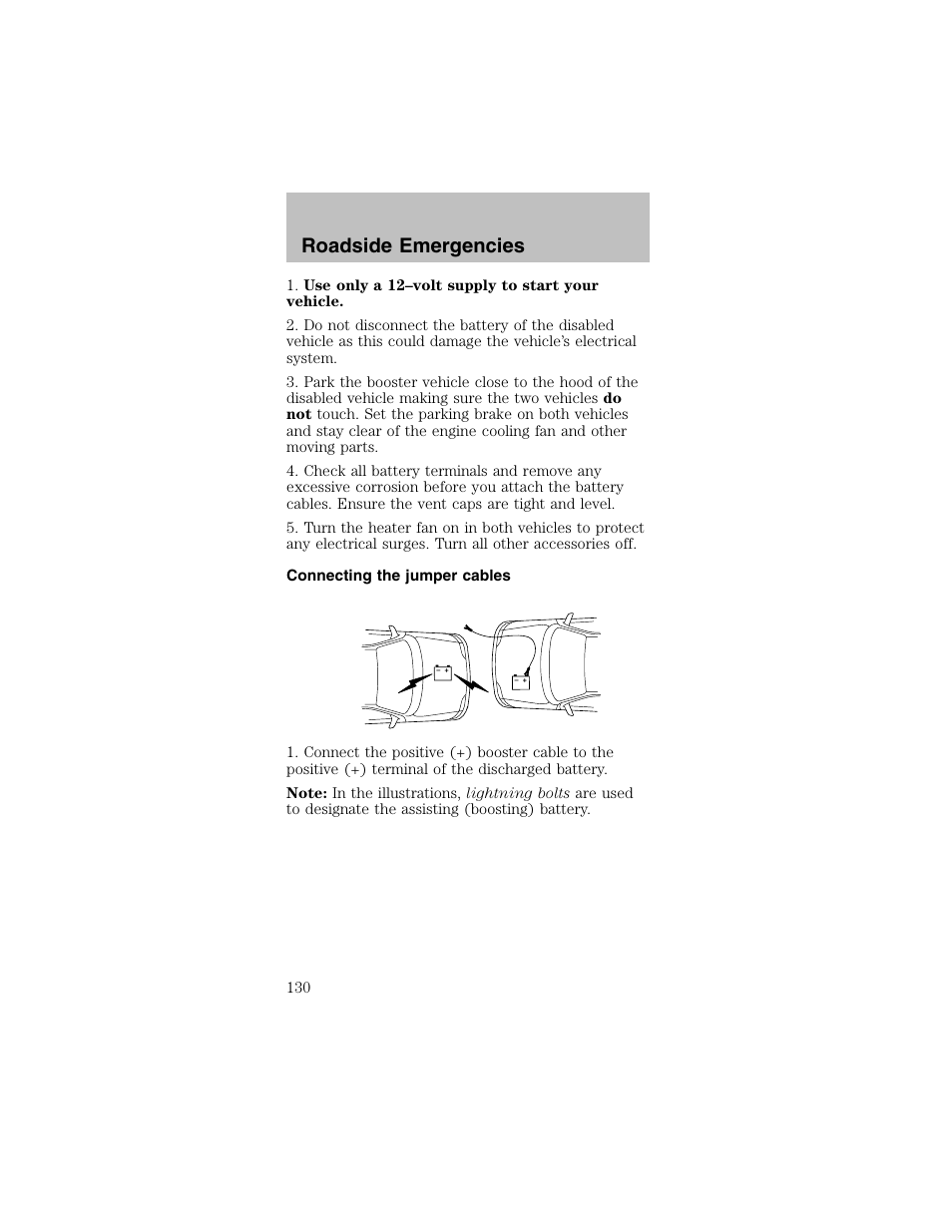 Roadside emergencies | FORD 2003 Mustang v.2 User Manual | Page 130 / 216