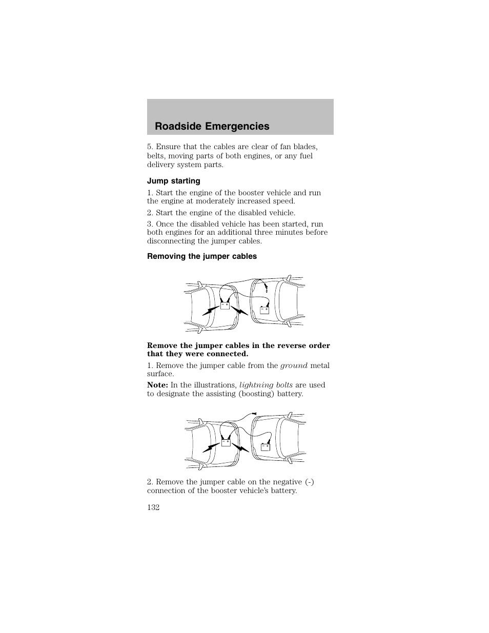 Roadside emergencies | FORD 2003 Mustang v.2 User Manual | Page 132 / 216