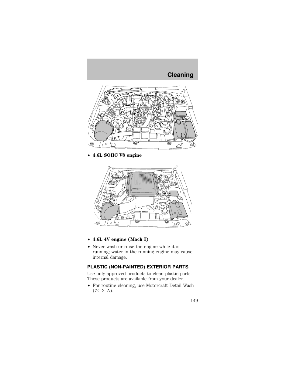 Cleaning | FORD 2003 Mustang v.2 User Manual | Page 149 / 216