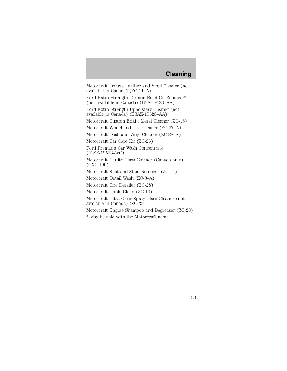 Cleaning | FORD 2003 Mustang v.2 User Manual | Page 153 / 216